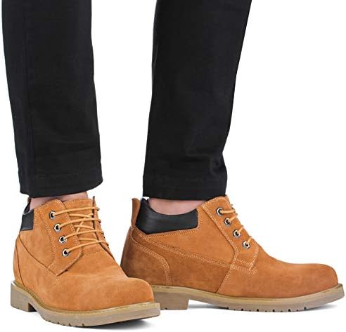CALTO Men's Invisible Height Increasing Elevator Shoes - Nubuck Brown Leather Lace-up Round-Toe Work Boots - 3.2 Inches Taller - S23021 - Size 8 D(M) US | Image 6