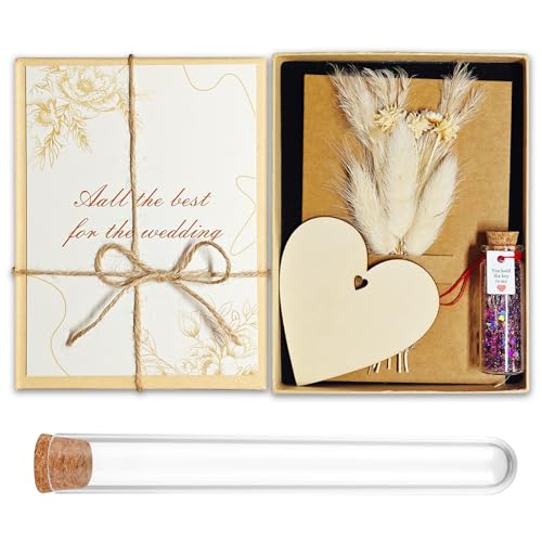 MaNeaz Regalos de Dinero regalo boda regalos de boda para los novios Incluye flores eternas, cajas, tubos de ensayo, tarjetas de felicitación y cajas de regalo para llaves