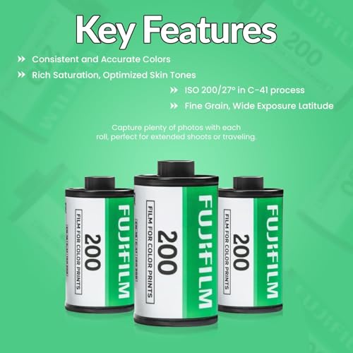 Fujifilm Fujicolor 200 Color Negative Film (35mm Roll Film, 36 Exposures) (9 Rolls (3 Packs))