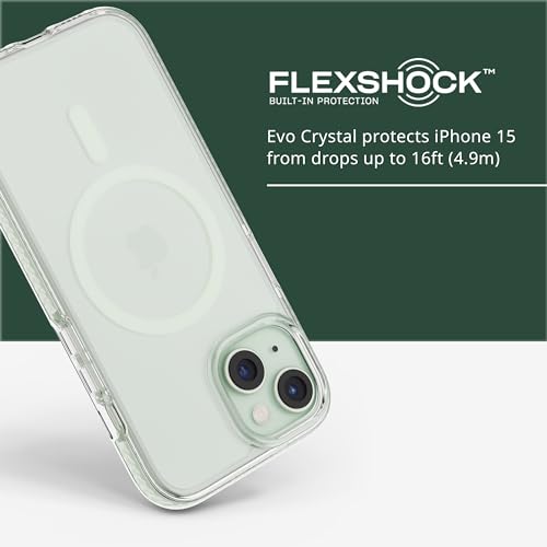 Coque pour iPhone 15 tech21 Evo Crystal antichoc verte compatible MagSafe