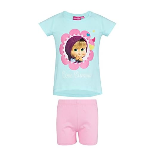 Mascha och björn flicka kortärmad pyjamas – turkos