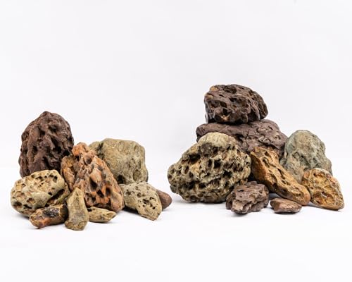 NatureHolic Hoshi Stone | Heller Aquarium Stein I wasserneutral mit toller Struktur I Aquascaping Hardscape Steine Deko für Aquarien I Größe S: 6-12cm