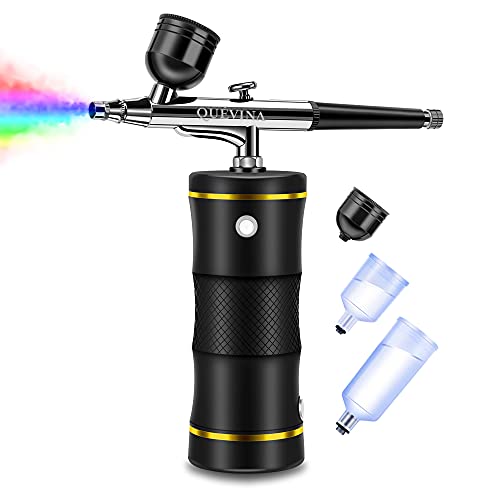 Quevina Cordless Airbrush Kit, Handheld Makeup Air Brush Gun Compressor, Spray Aerografo para...