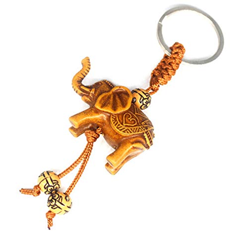 Ivyday Porte-clés Animaux en Bois éléphant Porte-Bonheur Pendentif Voiture Unisexe Porte-clés Porte-clés Cadeau d'anniversaire Cover