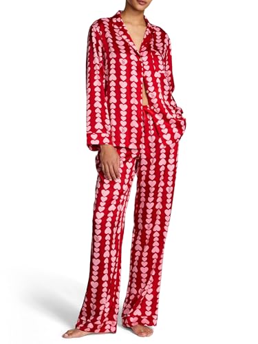 Image of Victoria's Secret Satin Pajama Set, Long Sleeve Button Down Shirt & Pants, Sleepwear for Women (XS-XXL)