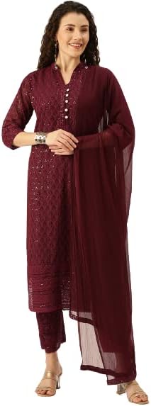 SWAGG INDIA Women's Wear georgette embroidered kurta pant set with dupatta