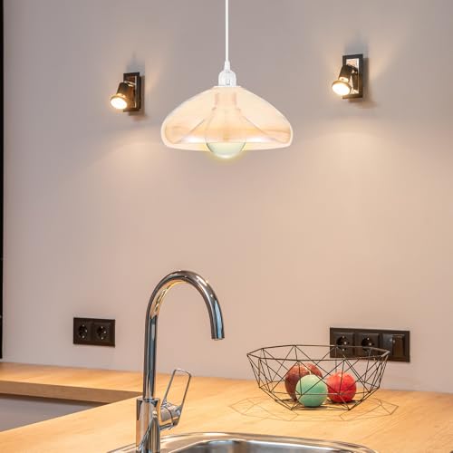 Image of Gadpiparty Amber Glass Ceiling Lamp Shade 5.90 in Replacement Lamp Shade for G9 Bulb Decorative Ceiling Light Cover for Bedroom Living Room Restaurant Hotel Office