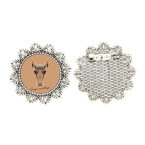 Broche de plata de antílope Saiga marrón accesorio de joyería mediano