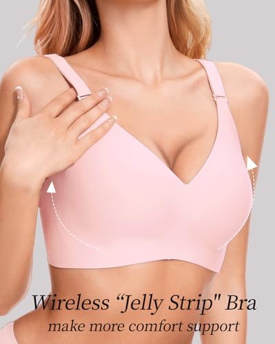 Image of Deep V Petal Bras for Women No Underwire Soft Wireless Bras Comfort Seamless Bralettes with Extender
