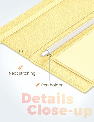 Image of Yarnic Checkbook Cover for Personal Checkbook, Checkbook Holder with Pen Holder & Built-in Clear Plastic Divider for Duplicate Checks (Yellow)