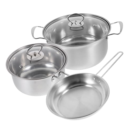UKCOCO Ollas y Sartenes Inoxidable con Grueso para y Calentamiento Rápido Incluye Olla para Sopa Leche y Sartén para Cocinas de Inducción
