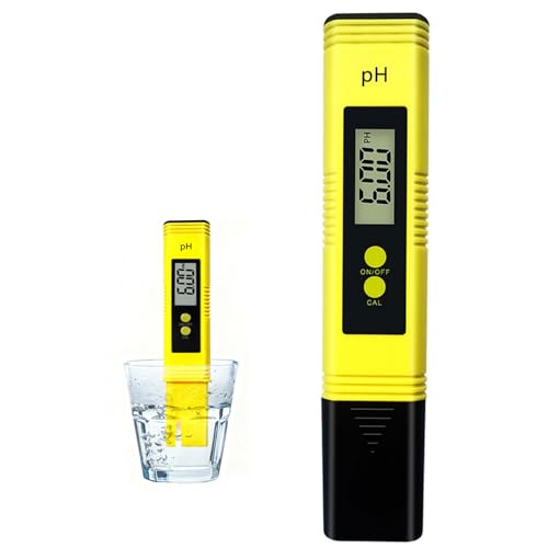 Digital pH Meter, pH Tester Pen 0.00-14.00 Measurement Range, 0.01pH High Accuracy Water Quality Tester for Drinking Water Pools Aquariums Hydroponics, Compact Pen-Style with Auto Calibration (Yellow)