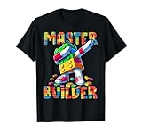 Master Builder Dabbing Blocks Bricks Building Kids Boys Fun T-Shirt