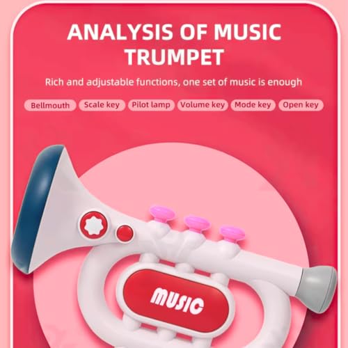 Image of Mini Explorer Interactive Kids Trumpet Toy with Lights & Sounds | 3 Play Modes - Auto, Manual & Learning | Musical Instrument for Toddlers Ages 3+ | Battery Operated | Educational Musical Toy Gift