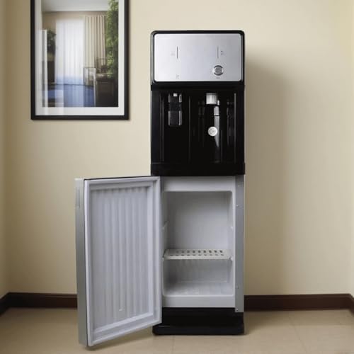 Dispensador de agua de pie, máquina de hidratación independiente de temperatura ambiente fría y caliente con divisiones extraíbles y gabinete de almacenamiento, máquinas de agua 3 en 1 for escuelas, h