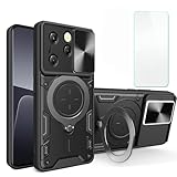 Generic Compatible with Infinix Hot 40 Pro 4G Case，Compatible with Infinix Hot 40 Pro 4G Phone Case Cover [Screen Protector] [Hard PC + Soft Silicone][Ring Support] bla
