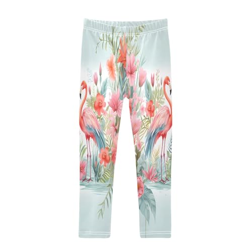 Toddler Girls Leggings Printed Yoga Pants Leggings Blue Pink Wing Flamingos for Kids