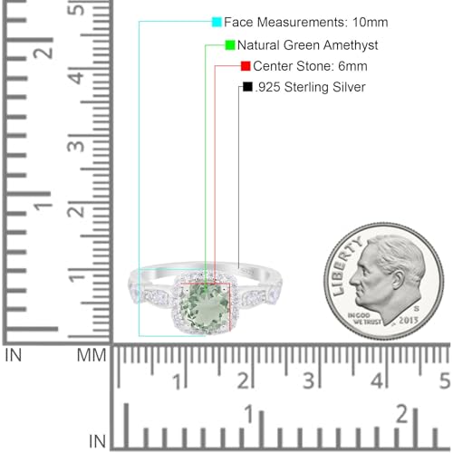 OMRANII Art Deco Round Natural Green Amethyst Prasiolite Vintage Style Cushion Cut Halo CZ Wedding Engagement Rings For Women 925 Sterling Silver Gifts For Her4