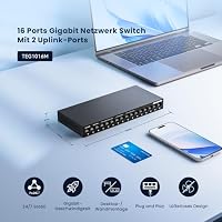 Tenda Switch 16 Port Gigabit LAN Switch Unmanaged Netzwerk Switch mit VLAN – Ansicht 2