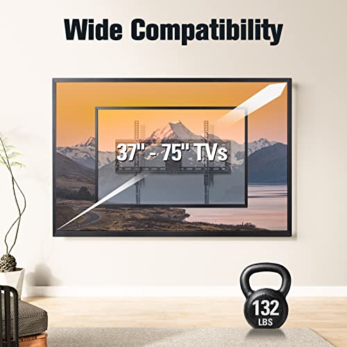Mounting Dream MD2268-LK Ul Listed Tv Mount For Most 37-75 Inch Tv, Universal Tilt Tv Wall Mount Fit 16", 18", 24 Inch Stud With Loading Capacity 132Lbs, Max Vesa 600 X 400Mm, Low Profile Flat Wall Mount Bracket thumb #2