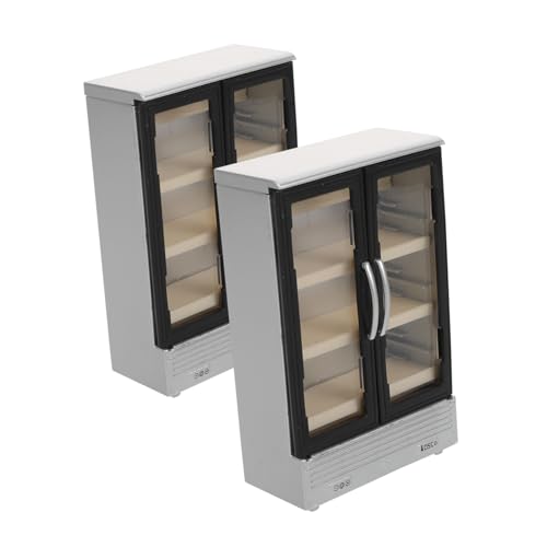 KOMBIUDA 2 Piezas Mini Refrigerador Doble Puerta para Casa de Muñecas Juguete de Plástico Seguro y Compacto para Dormitorio Accesorio Realista para Cocina y Supermercado