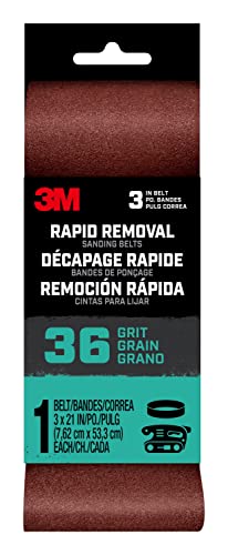 3M Rapid Removal 3 in. x 21 in. Power Sanding Belt, 36 Grit, 1/Pack