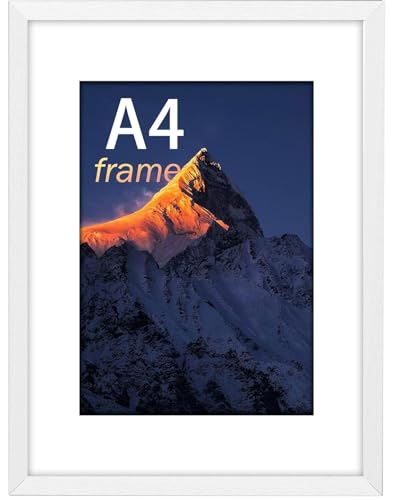 Wyewye Cadre photo A4 21 x 29,7 cm avec verre plastique incassable pour impression A4 et photo 6 x 8 cm - Blanc