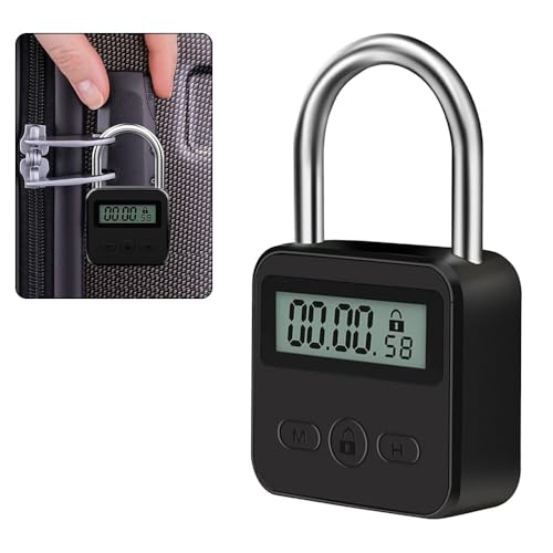 Udbrud Digitale Zeitschloss Smart Time Lock mit LCD-Display USB Aufladbare Küchensafe Zeitschloss 99 Stunden Max Timing Lock Intelligentes Zeitschloss für Verhindere Schlechte Gewohnheiten (Schwarz)