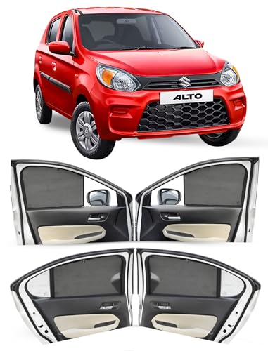 Image of Autofact Car Sunshades for Maruti Alto 800 (2012 to 2019), UV Protection, Useful Car Accessories, Custom fit Sun Shades for Side Windows, Set of 4