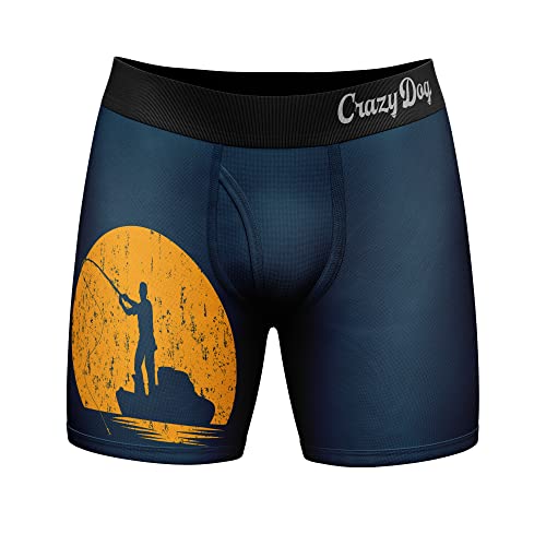 Crazy Dog T-Shirts Mens Cant Work Today My Arm Is In A Cast Boxer Briefs Funny Fishing Graphic Novelty Underwear Funny Graphic Boxers Dad Joke Cool Fishing Mens Novelty Arm in a L