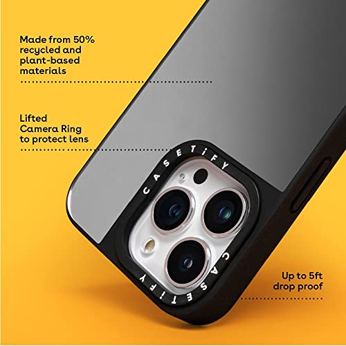 Coque miroir CASETiFY pour iPhone 13 Pro argent sur noir antichoc compatible MagSafe - 7