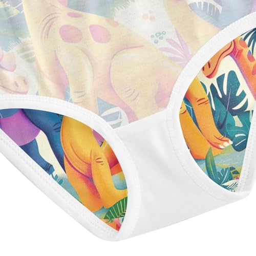 Girls Briefs, Cartoon Dinosaur Colorful Toddler Girl Briefs, Girls' Cotton Brief Underwear, 2T–8 Years4
