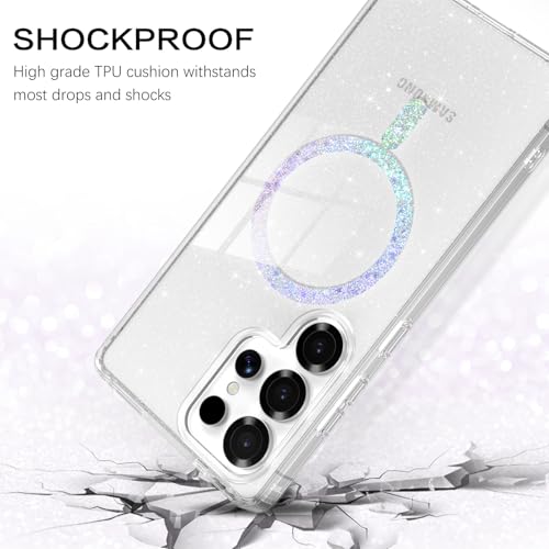 Image of BENTOBEN for Samsung S25 Ultra Case Clear Glitter, Galaxy S25Ultra Magnetic Phone Case [Compatible with MagSafe] Shockproof S25 Ultra 6.9-inch Cute Cover for Women Girl, Shine Bling Clear Glitter