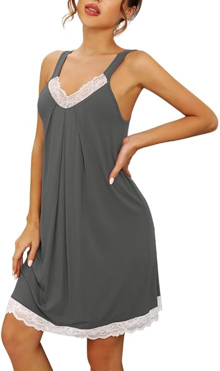 WiWi Bamboo Viscose Slip Dress for Women Cooling Dresses Super Soft Chemise Plus Size Nightgown Full Slips Babydoll S-4X
