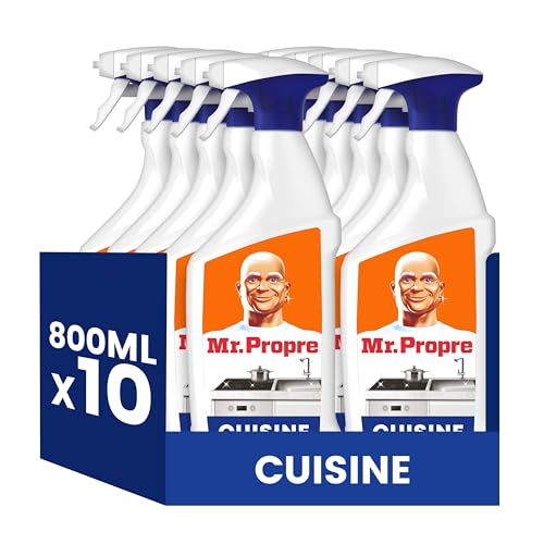 Mr. Propre Spray Dégraissant Cuisine Peps Mandarine 10 x 800ML. Élimine Jusqu’à 100% De La Saleté Et La Graisse Brûlée