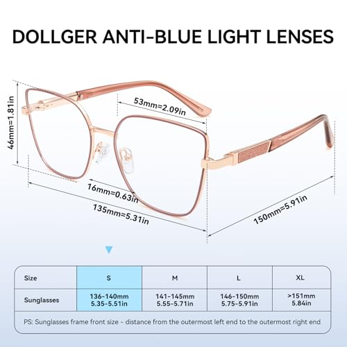 Image of Dollger Red Oversized Square Blue Light Blocking Glasses for Women Trendy Oversized Computer Gaming Eyeglasses Cat Eye Metal Frame bluelight glasses Red Gold