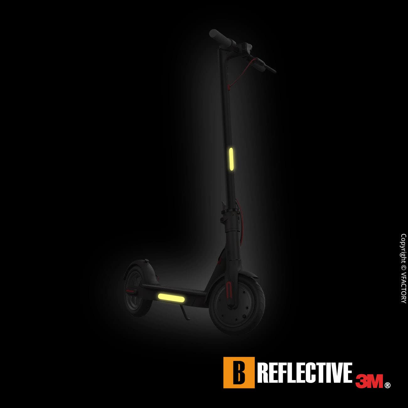 B REFLECTIVE - Kit Stickers Bandes Réfléchissants Trottinette & EDPM - Autocollants 3M Technology™ - Haute Visibilité - Discret & Design - Adhérence maximale - Jaune Fluorescent - 3