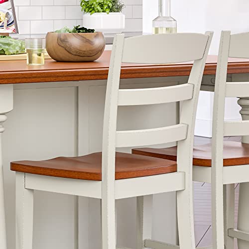 Homestyles Monarch Kitchen Island Set, With 2 Stools, Off-White #TOP5