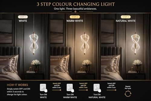 Image of FILLISKA 3 in1 Colour Changing LED Luxurious Hanging /Pendant Light (FrenchGold-PAY1583)