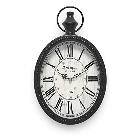 Menterry Retro Oval Wall Clock, Black Antique Design Cover