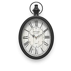 Menterry Small Retro Oval Wall Clock, Antique Old Design, Black Vintage Style, Battery Operated photo Menterry Small Retro Oval Wall Clock, Antique Old Design, Black Vintage Style, Battery Operated