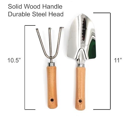 Set personalizado de herramientas de jardín con mango de madera miniatura 3