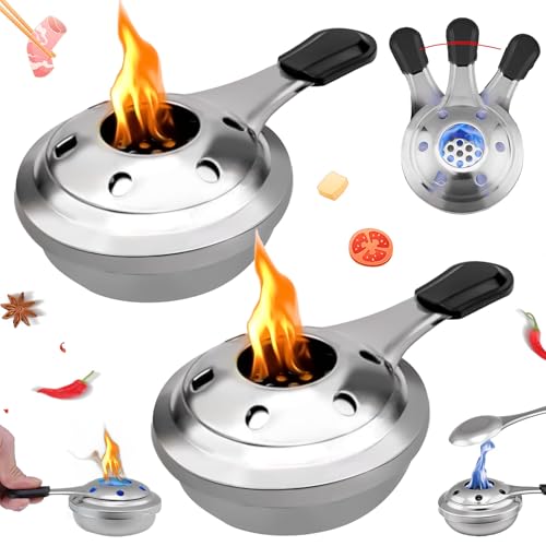 Brûleur À Fondue portable, 2 pièces Brûleur À Fondue En Acier Inoxydable, Réchaud à Alcool Portable, Brûleur À Alcool Mini, pour Le Camping en Plein...