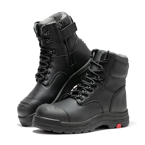Image of Roslyn Composite Toe Side Zip Work Boots for Men, 7'' Lightweight Comp Toe Cap YKK Zipper Non-slip Rubber ASTM F2413-18 EH Safety Boot, Comfortable Wide Ankle Support Boots (CP232Z-245Z)