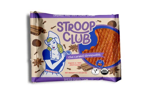 Stroop Club Chai Infused Organic Stroopwafel Caramel Treats | Vegan, Plant-Based and Dutch-Approved Indulgence - 12 Vegan Waffle cookies (6 Pack of 2)