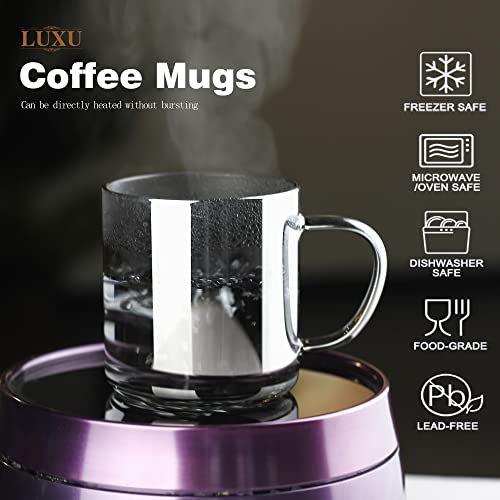 Luxu 4Pcs Set Glass Coffee Mugs 14Oz Glass Coffee Cups Grey Glass Tea Cups,Cute Coffee Bar Accessories,Colored Iced Coffee Glasse,Great For Cappuccino,Latte,Water,Beverages-Lightweight And Durable #TOP1