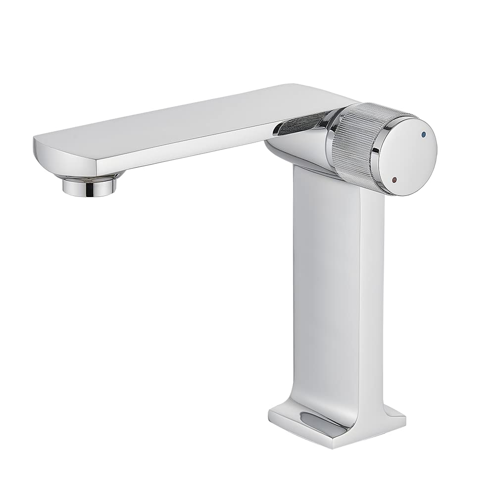 Mitigeur lavabo chrome brillant robinet eau chaude et froide pour vasque de salle de bain