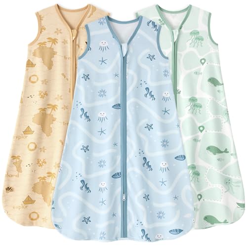 Image of Yoofoss Baby Sleep Sack 6-12 Months 0.5 Tog Wearable Blanket for Baby, 3 Pack 100% Organic Cotton Infant Toddler Sleeping Sack 2-Way Zipper Lightweight Sleep Sack