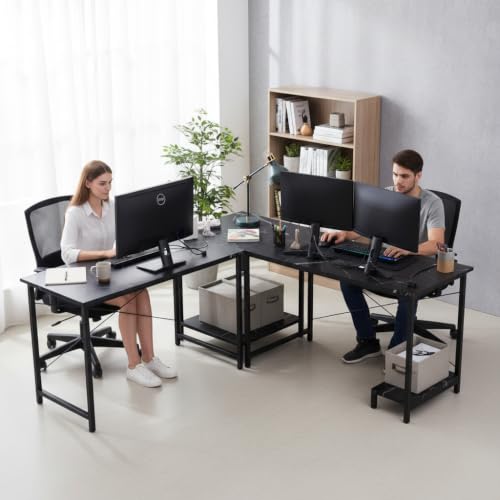 Image of RIZIK Store L-Shaped Computer Desk | 50-Inch Corner Gaming & Study Table with Engineered Wood Top, Metal Frame & CPU Shelf | Writing Workstation for Bedroom, Office & Small Rooms (Black)