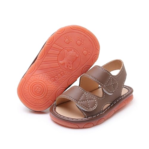 Image of WILLFUN Baby Boy Girl Summer Infant Squeaky Sandals Premium Rubber Sole Closed-Toe Non-Slip Shoes Toddler First Walkers